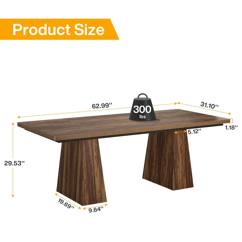 63-Inch Rectangular Engineered Wood Dining Table