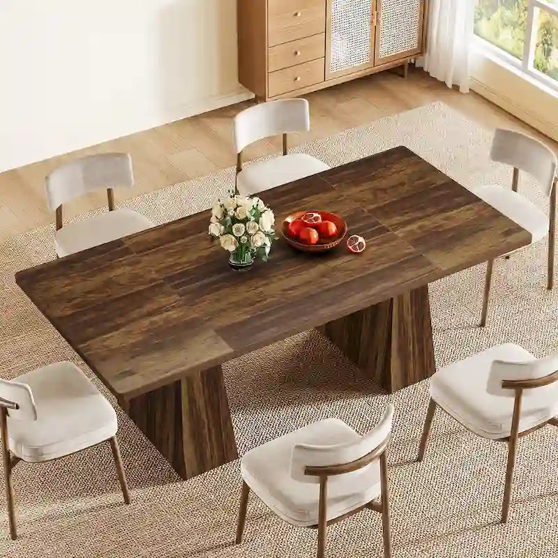 Mesa de jantar retangular de madeira engenheirada de 63 polegadas
