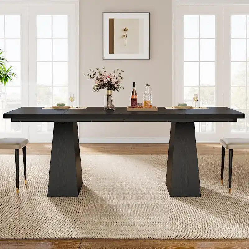 Mesa de jantar retangular de madeira engenheirada de 63 polegadas