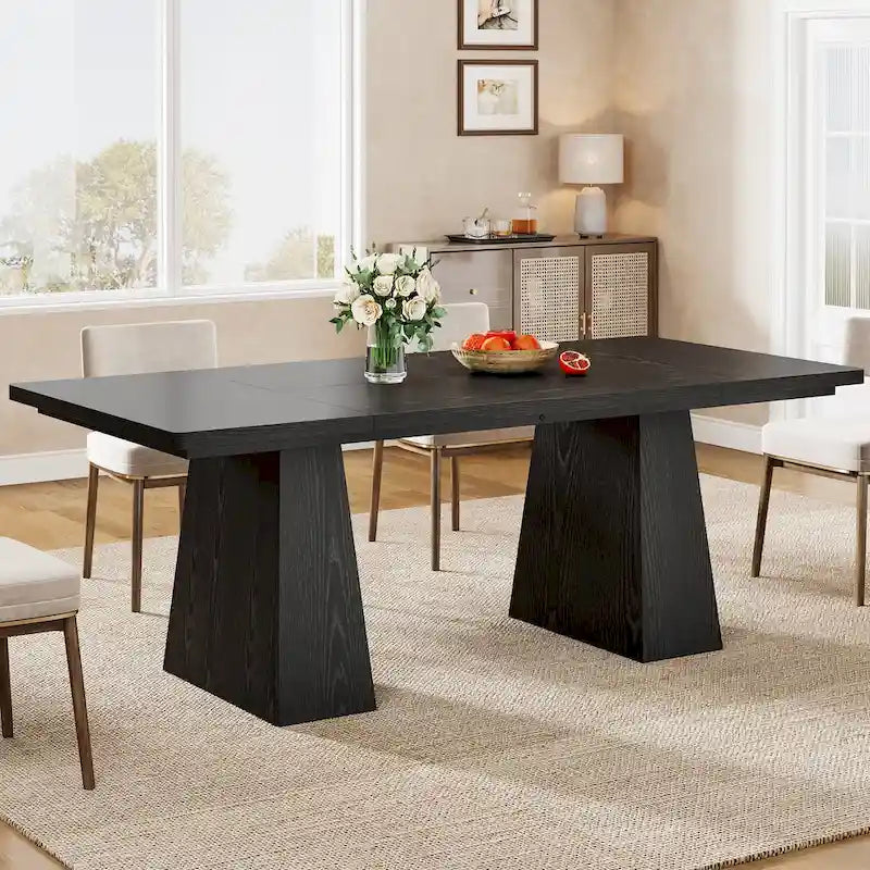 Mesa de jantar retangular de madeira engenheirada de 63 polegadas