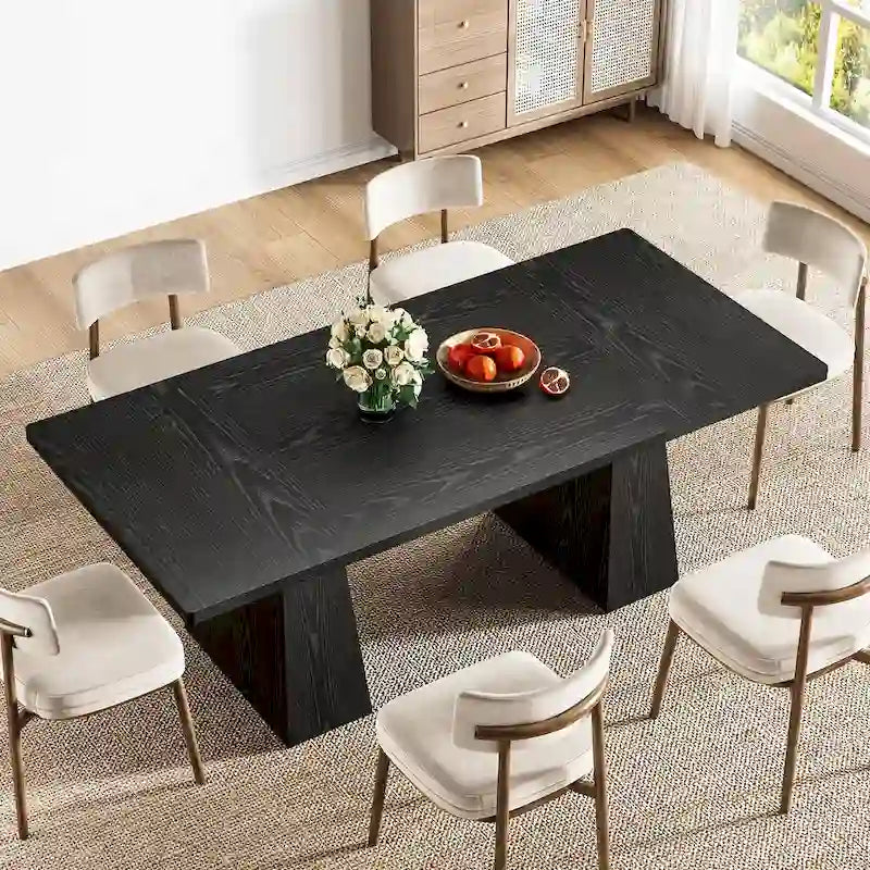 Mesa de jantar retangular de madeira engenheirada de 63 polegadas