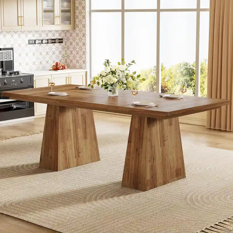 Mesa de jantar retangular de madeira engenheirada de 63 polegadas