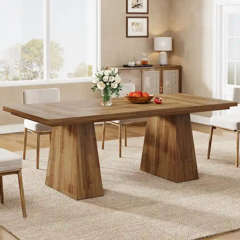Mesa de jantar retangular de madeira engenheirada de 63 polegadas