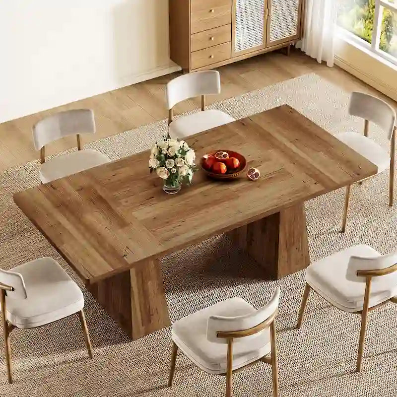 Mesa de jantar retangular de madeira engenheirada de 63 polegadas