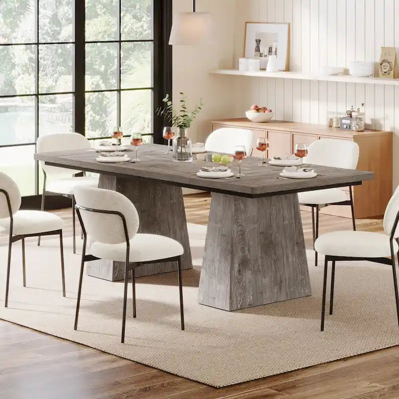 Mesa de jantar retangular de madeira engenheirada de 63 polegadas