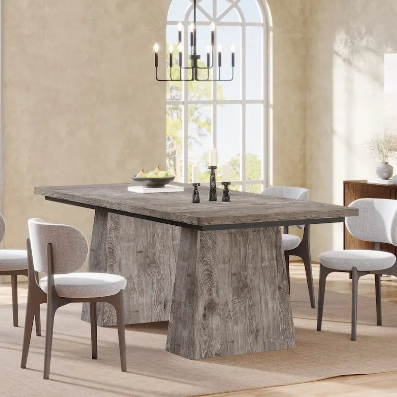 Mesa de jantar retangular de madeira engenheirada de 63 polegadas