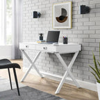 42-Inch Computer Desk with Drawers and Solid Wood Legs