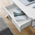 42-Inch Computer Desk with Drawers and Solid Wood Legs