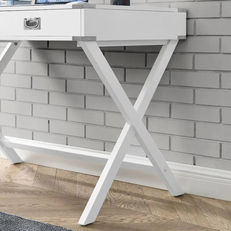 42-Inch Computer Desk with Drawers and Solid Wood Legs
