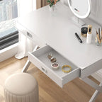42-Inch Computer Desk with Drawers and Solid Wood Legs