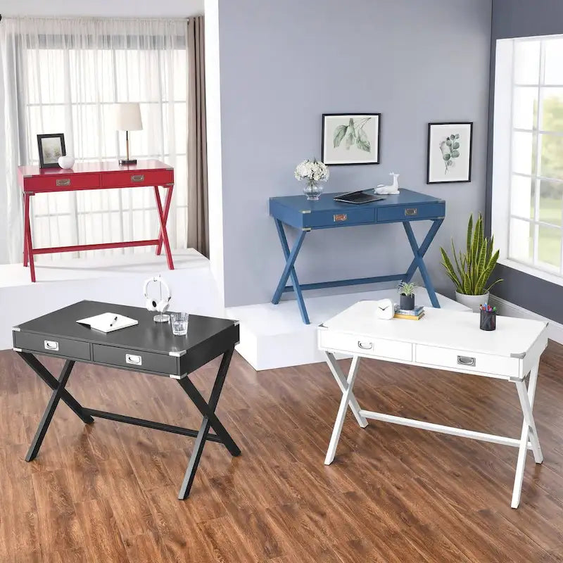 42-Inch Computer Desk with Drawers and Solid Wood Legs