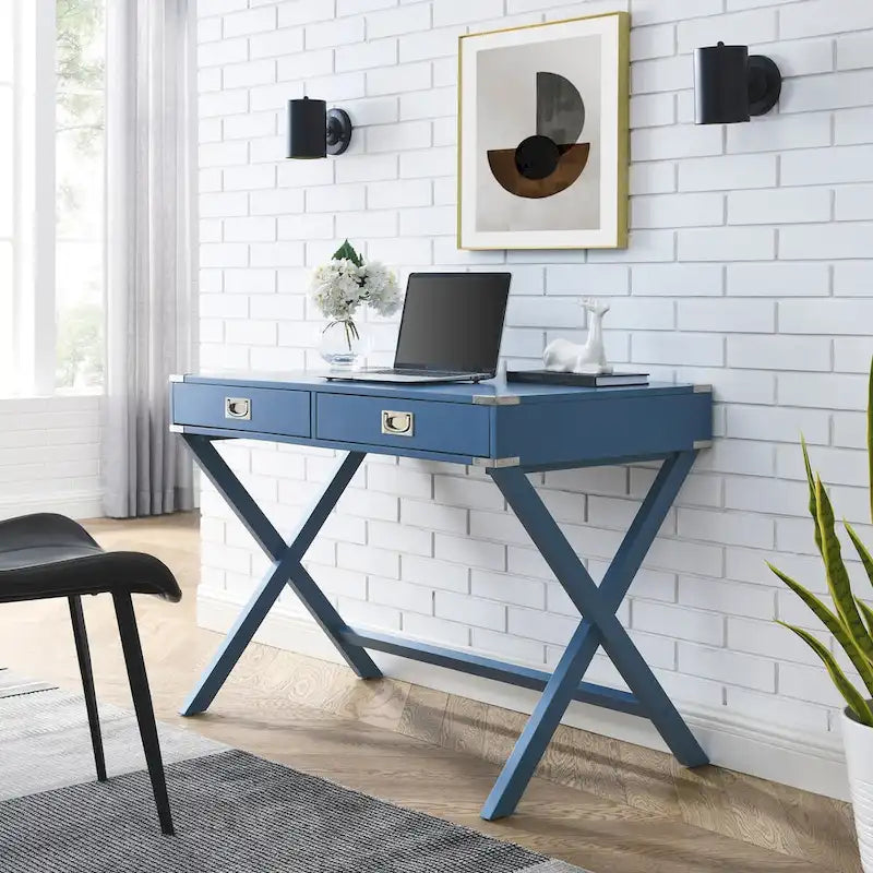 42-Inch Computer Desk with Drawers and Solid Wood Legs