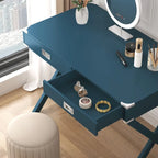 42-Inch Computer Desk with Drawers and Solid Wood Legs