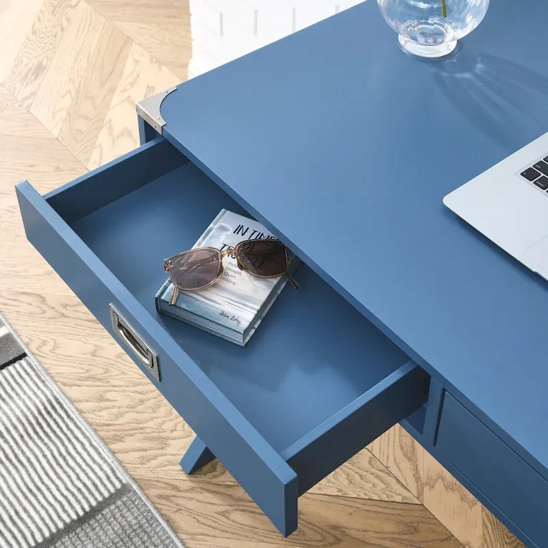 42-Inch Computer Desk with Drawers and Solid Wood Legs
