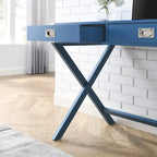 42-Inch Computer Desk with Drawers and Solid Wood Legs