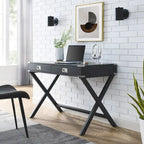 42-Inch Computer Desk with Drawers and Solid Wood Legs