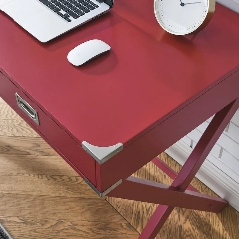 42-Inch Computer Desk with Drawers and Solid Wood Legs