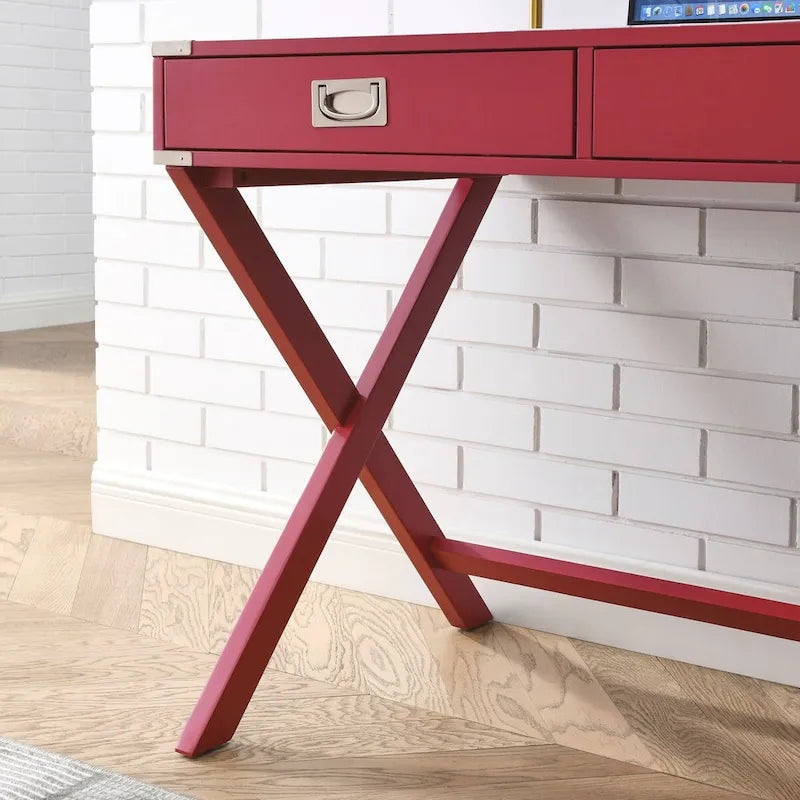 42-Inch Computer Desk with Drawers and Solid Wood Legs