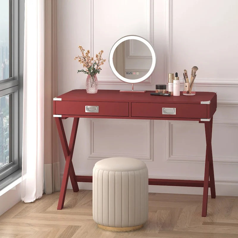 42-Inch Computer Desk with Drawers and Solid Wood Legs
