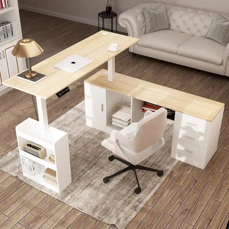 Höhenverstellbarer Homeoffice-Schreibtisch mit Stauraum