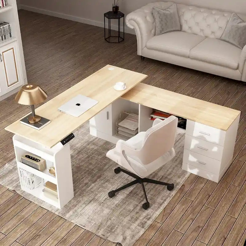 Höhenverstellbarer Homeoffice-Schreibtisch mit Stauraum
