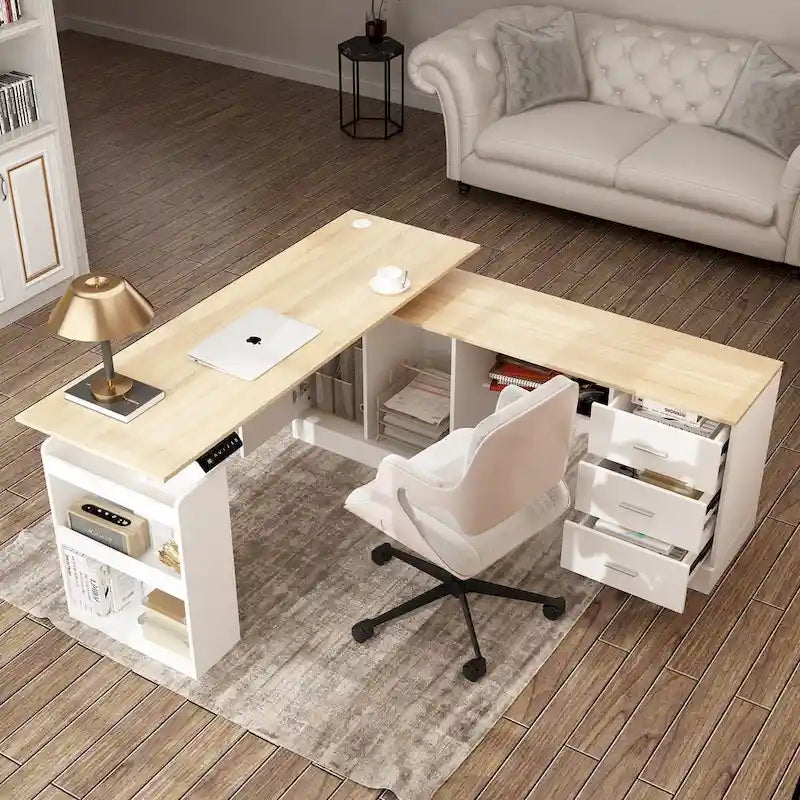 Höhenverstellbarer Homeoffice-Schreibtisch mit Stauraum