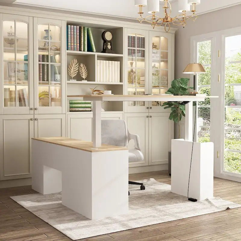 Height-Adjustable Home Office Desk with Storage