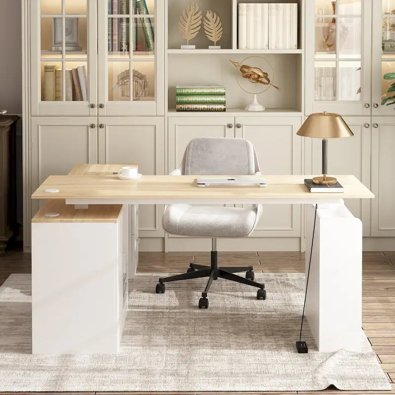 Höhenverstellbarer Homeoffice-Schreibtisch mit Stauraum