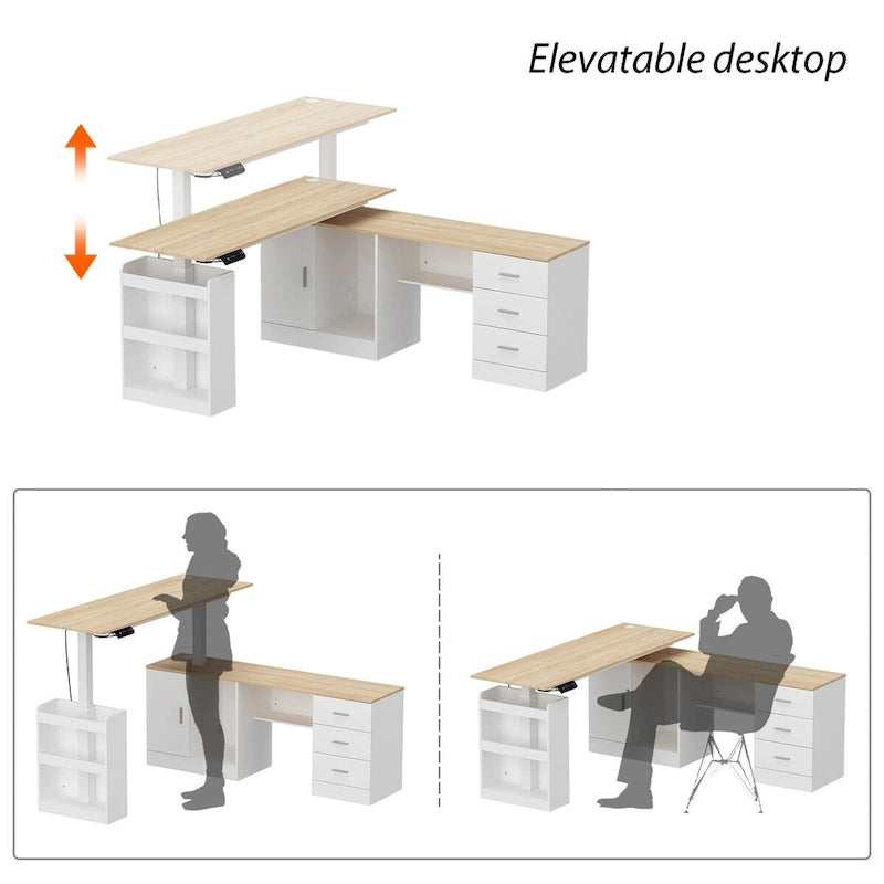 Höhenverstellbarer Homeoffice-Schreibtisch mit Stauraum