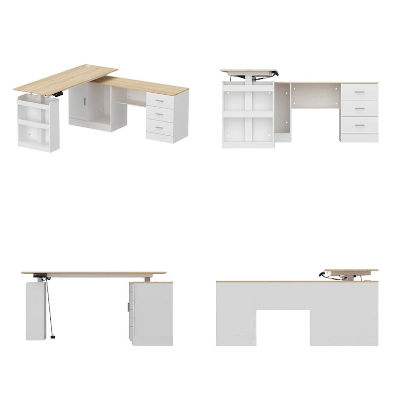 Höhenverstellbarer Homeoffice-Schreibtisch mit Stauraum