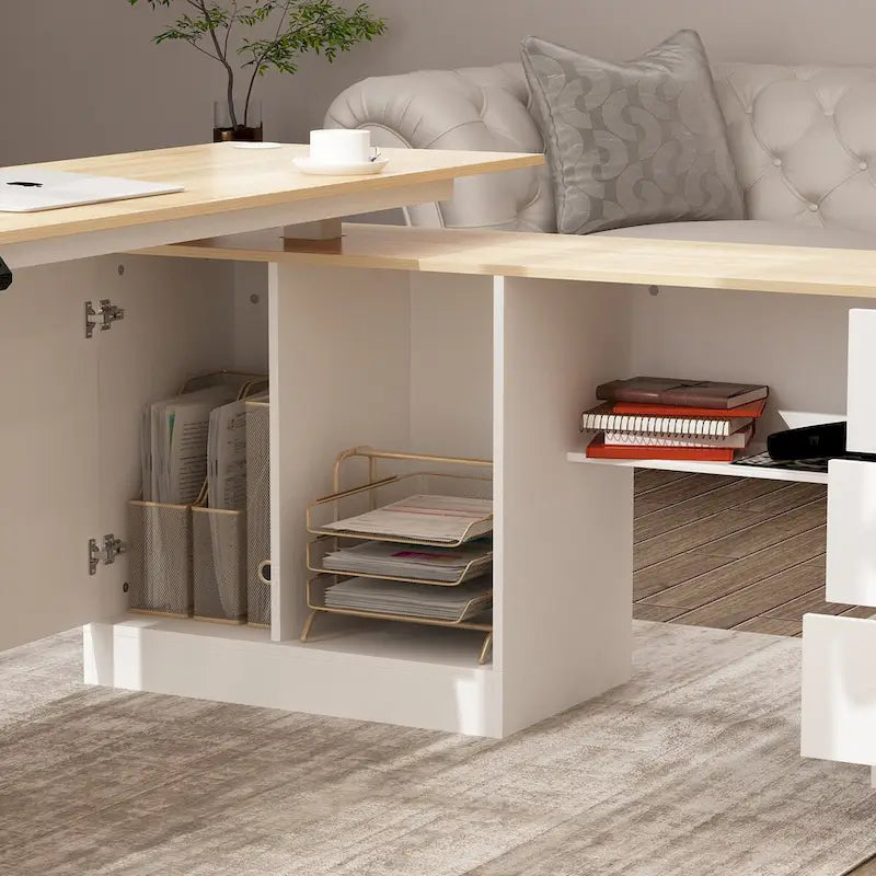 Höhenverstellbarer Homeoffice-Schreibtisch mit Stauraum