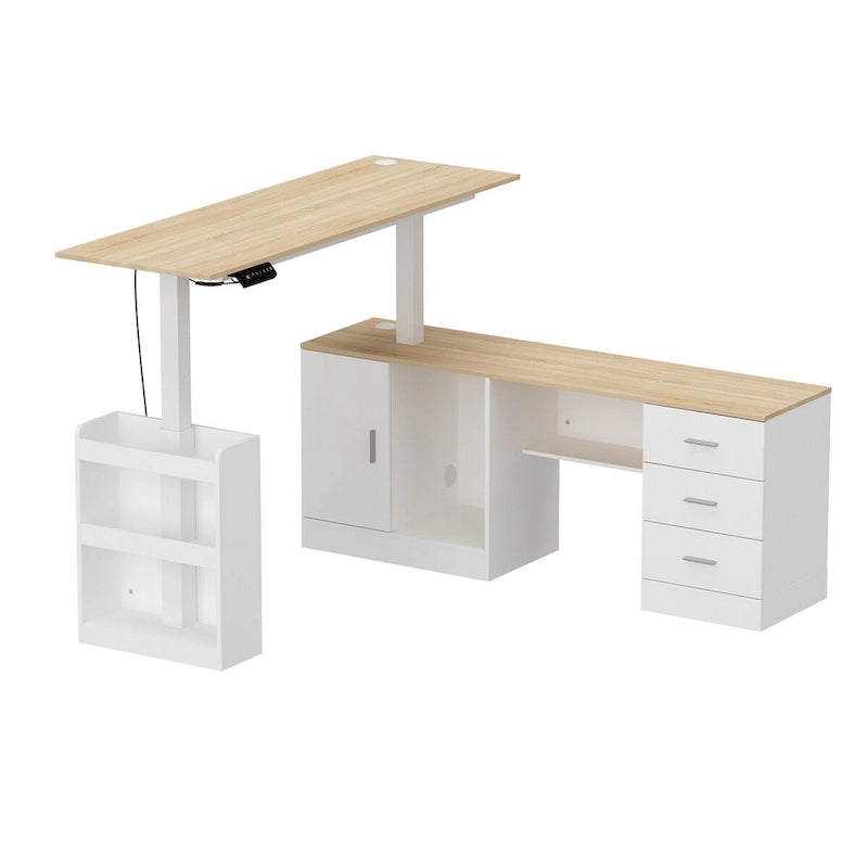 Höhenverstellbarer Homeoffice-Schreibtisch mit Stauraum