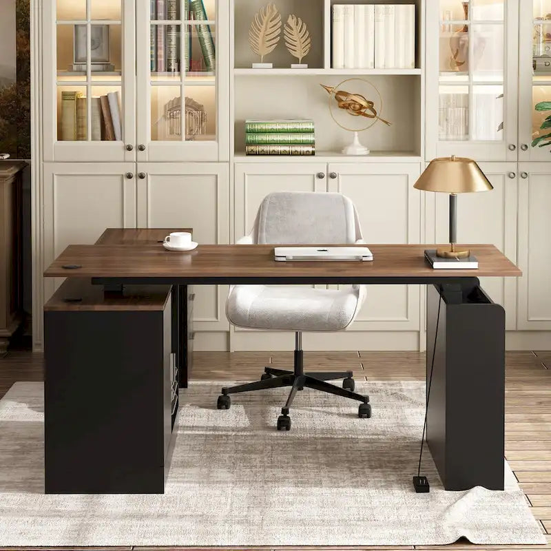 Höhenverstellbarer Homeoffice-Schreibtisch mit Stauraum