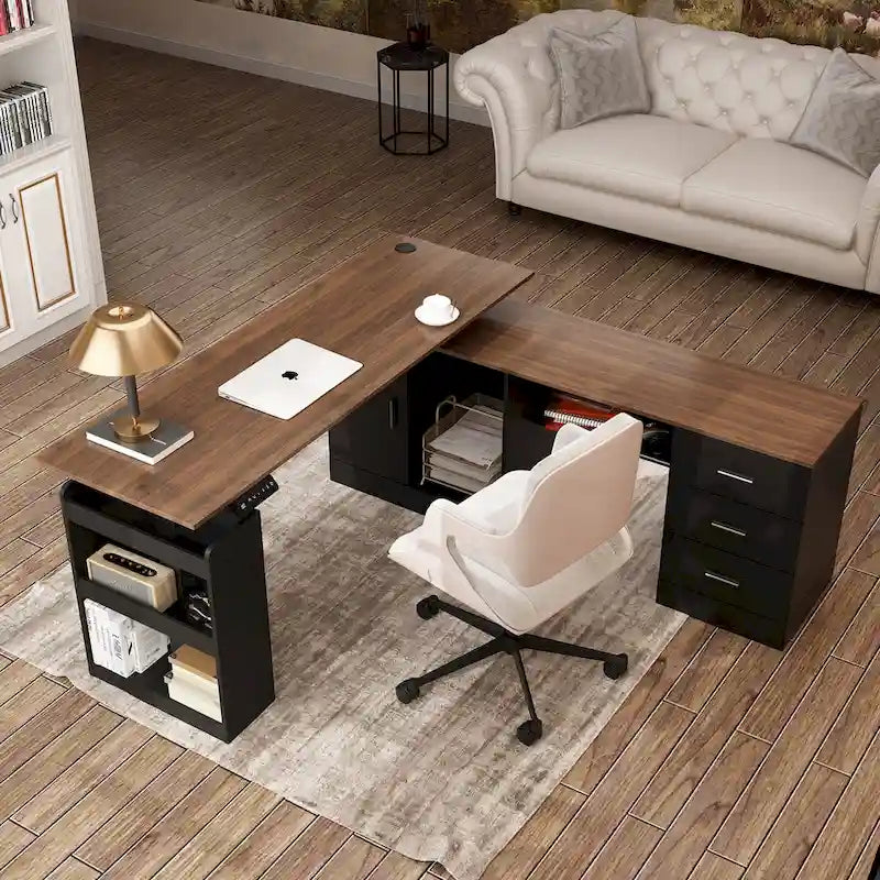 Höhenverstellbarer Homeoffice-Schreibtisch mit Stauraum