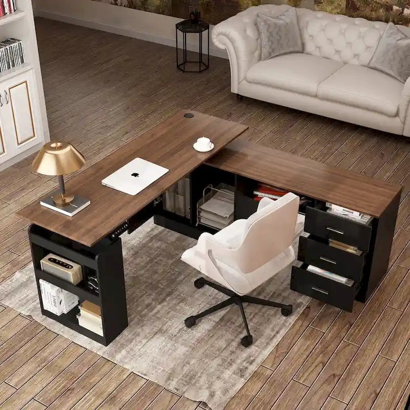 Höhenverstellbarer Homeoffice-Schreibtisch mit Stauraum