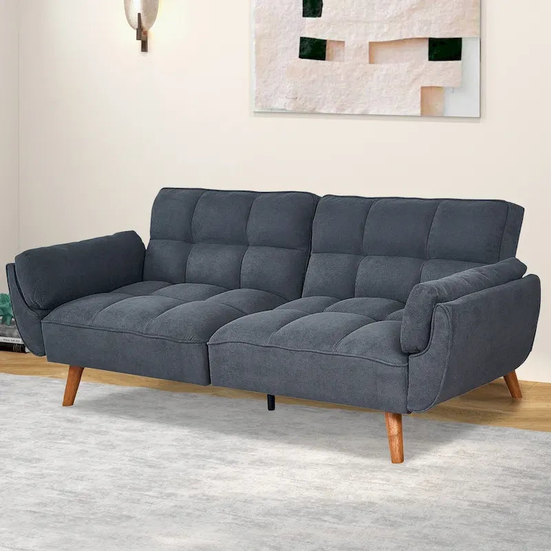 Rozkładana sofa futon z dzielonym oparciem
