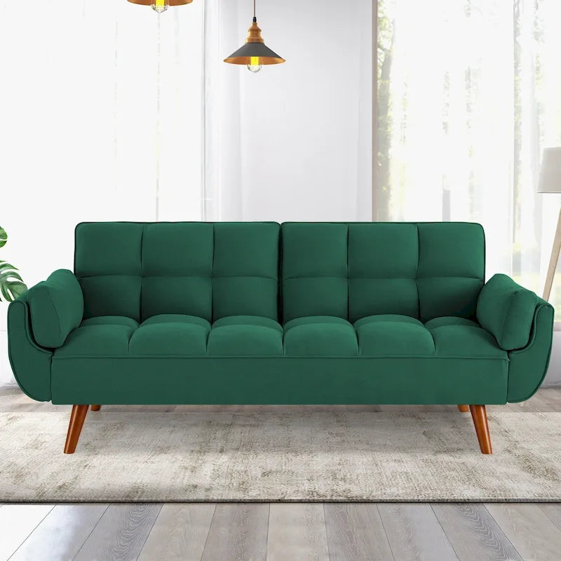 Rozkładana sofa futon z dzielonym oparciem