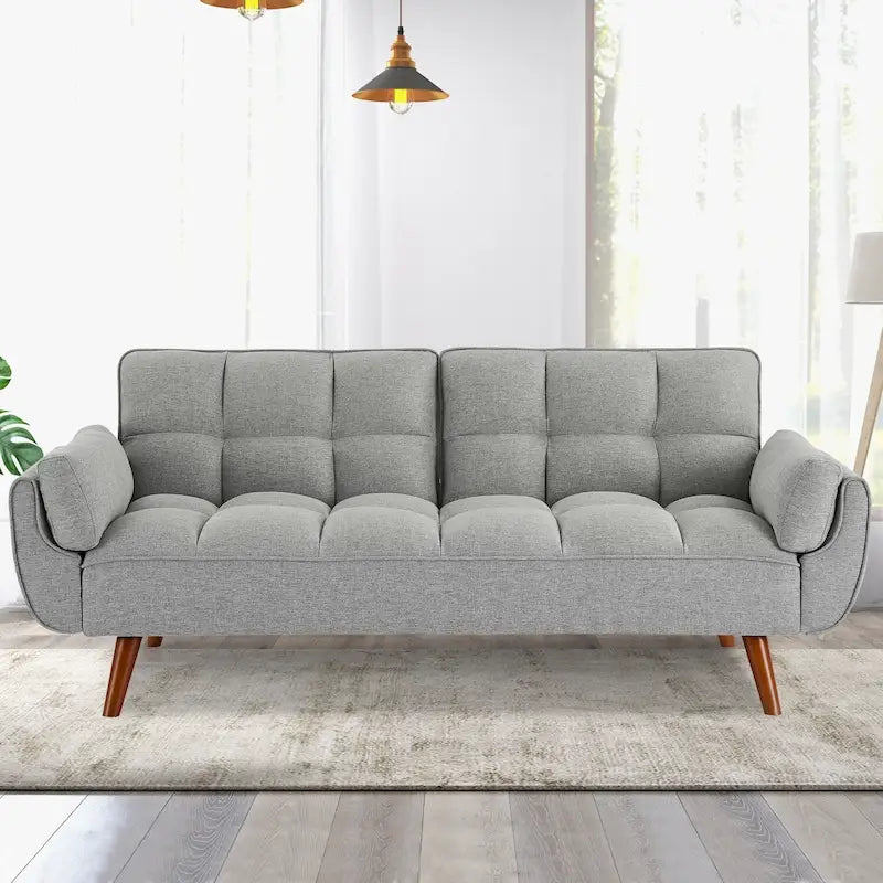 Rozkładana sofa futon z dzielonym oparciem