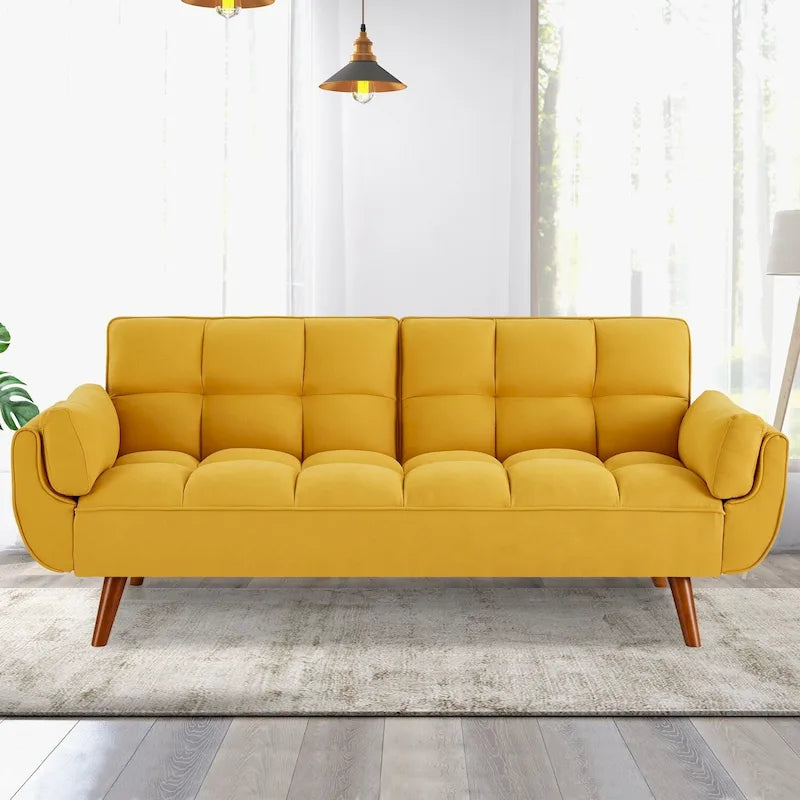 Rozkładana sofa futon z dzielonym oparciem