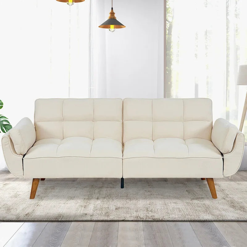 Rozkładana sofa futon z dzielonym oparciem