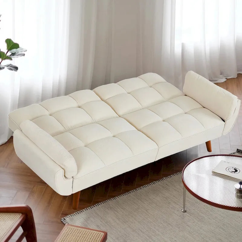 Rozkładana sofa futon z dzielonym oparciem