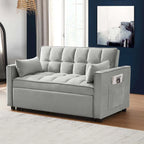 Velvet Convertible Sleeper Loveseat with Side Pockets