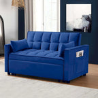 Velvet Convertible Sleeper Loveseat with Side Pockets