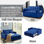 Velvet Convertible Sleeper Loveseat with Side Pockets