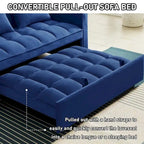 Velvet Convertible Sleeper Loveseat with Side Pockets