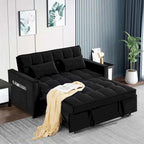Velvet Convertible Sleeper Loveseat with Side Pockets