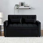 Velvet Convertible Sleeper Loveseat with Side Pockets