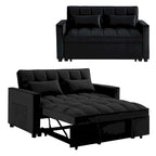 Velvet Convertible Sleeper Loveseat with Side Pockets