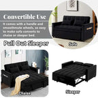 Velvet Convertible Sleeper Loveseat with Side Pockets
