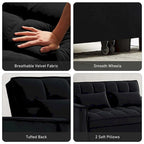 Velvet Convertible Sleeper Loveseat with Side Pockets